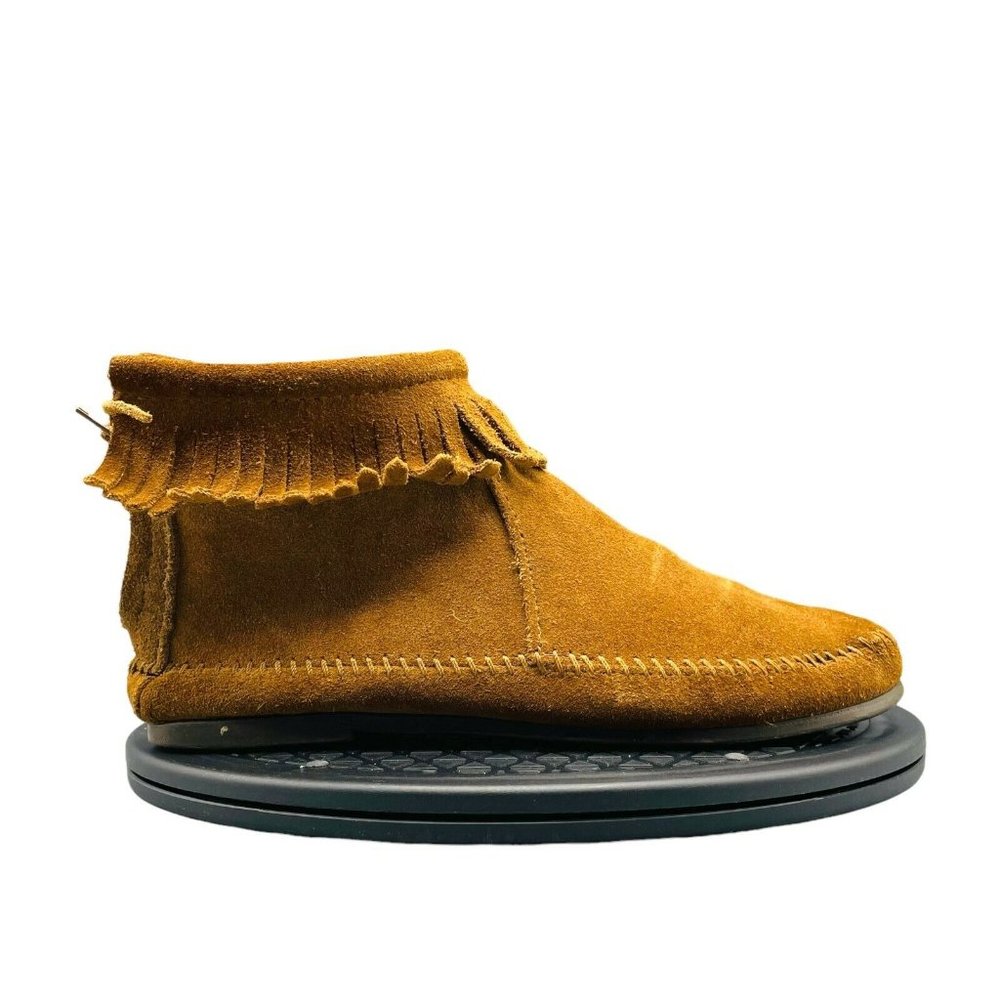 Minnetonka Back Zip Moccasin Boot Brown Suede Leather Shoes Women 9 Style 283